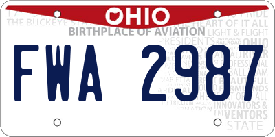 OH license plate FWA2987