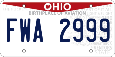 OH license plate FWA2999