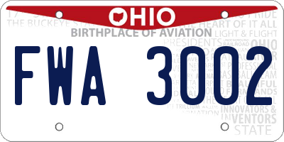 OH license plate FWA3002