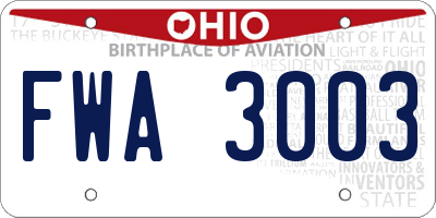 OH license plate FWA3003