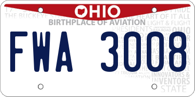 OH license plate FWA3008