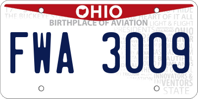 OH license plate FWA3009