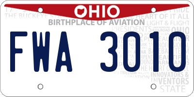 OH license plate FWA3010