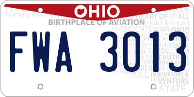 OH license plate FWA3013