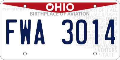 OH license plate FWA3014