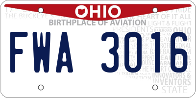 OH license plate FWA3016