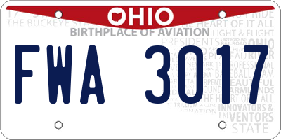 OH license plate FWA3017