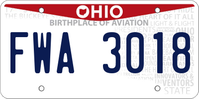 OH license plate FWA3018
