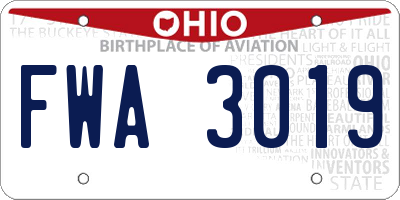 OH license plate FWA3019