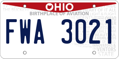 OH license plate FWA3021
