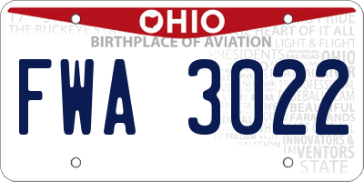 OH license plate FWA3022