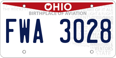 OH license plate FWA3028