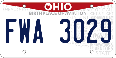 OH license plate FWA3029