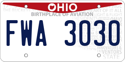 OH license plate FWA3030