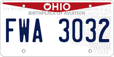 OH license plate FWA3032