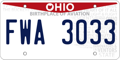 OH license plate FWA3033