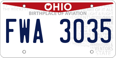 OH license plate FWA3035