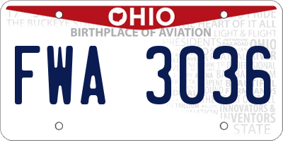 OH license plate FWA3036