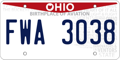 OH license plate FWA3038