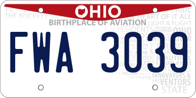 OH license plate FWA3039