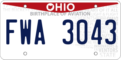 OH license plate FWA3043