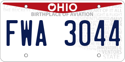 OH license plate FWA3044