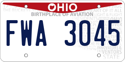 OH license plate FWA3045