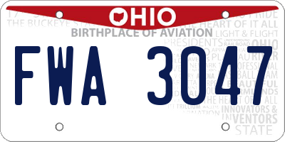 OH license plate FWA3047