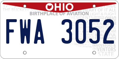 OH license plate FWA3052