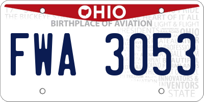 OH license plate FWA3053