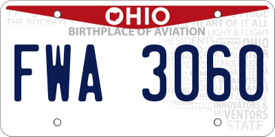 OH license plate FWA3060