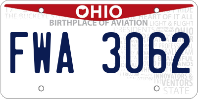 OH license plate FWA3062