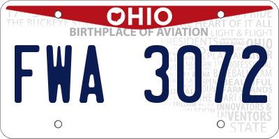 OH license plate FWA3072