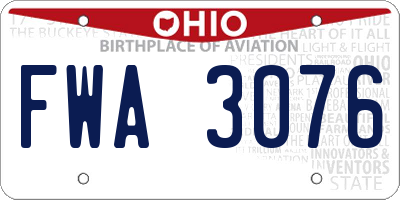 OH license plate FWA3076