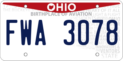 OH license plate FWA3078