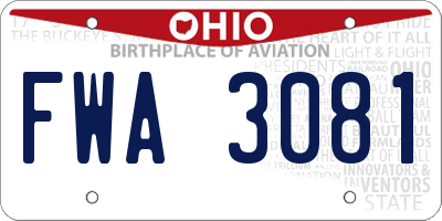 OH license plate FWA3081
