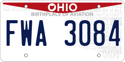 OH license plate FWA3084