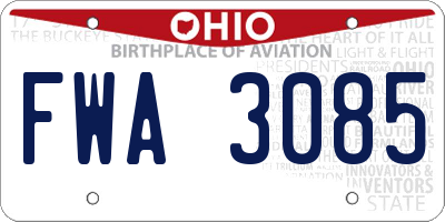 OH license plate FWA3085