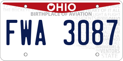 OH license plate FWA3087