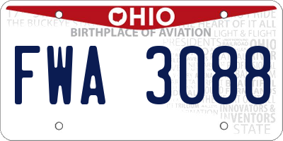 OH license plate FWA3088