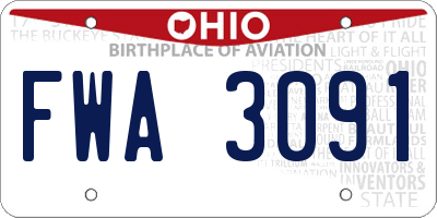 OH license plate FWA3091