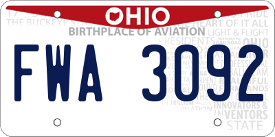 OH license plate FWA3092