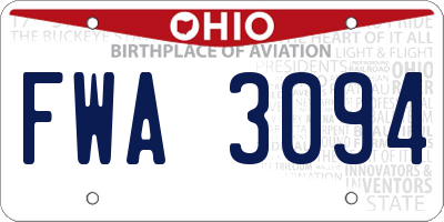 OH license plate FWA3094