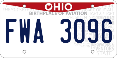 OH license plate FWA3096