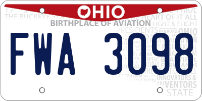 OH license plate FWA3098
