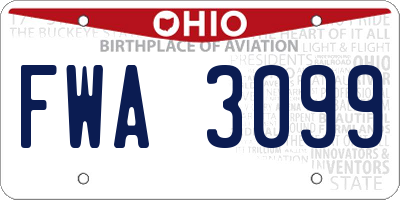 OH license plate FWA3099