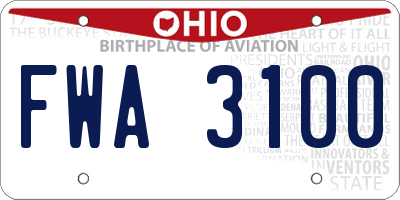 OH license plate FWA3100