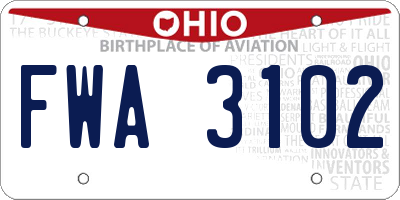 OH license plate FWA3102