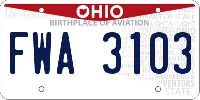 OH license plate FWA3103