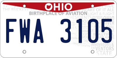 OH license plate FWA3105
